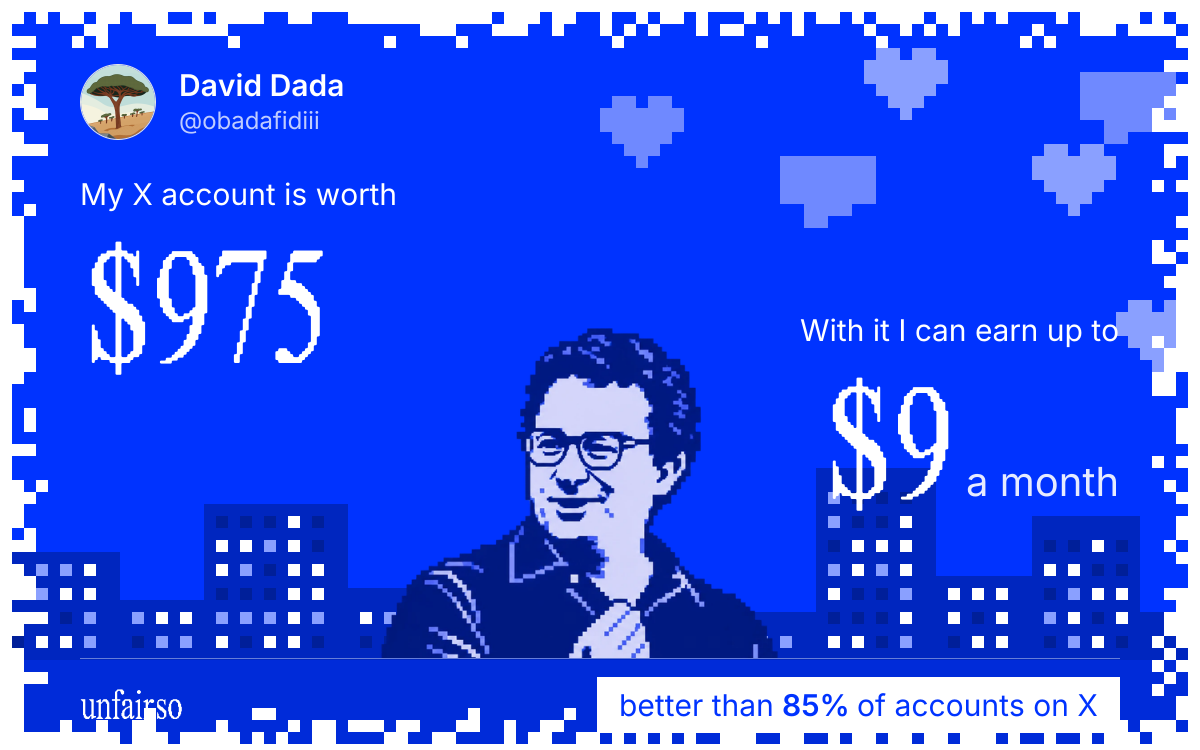 David Dada's X account can earn up to $9 a month