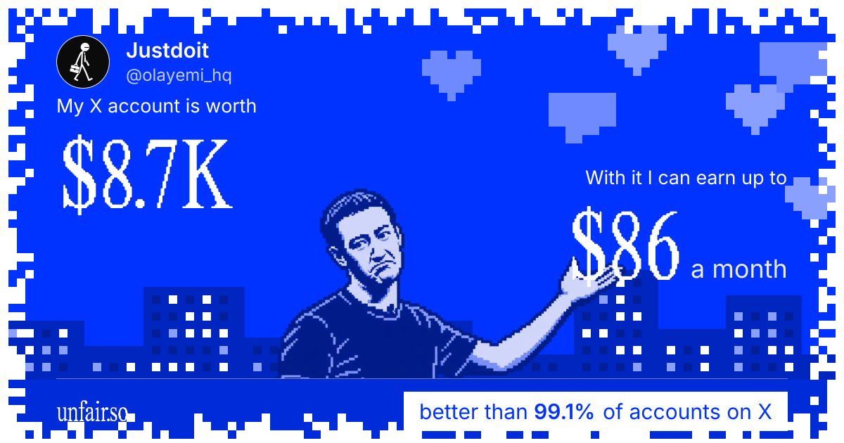 Justdoit's X account can earn up to $86 a month
