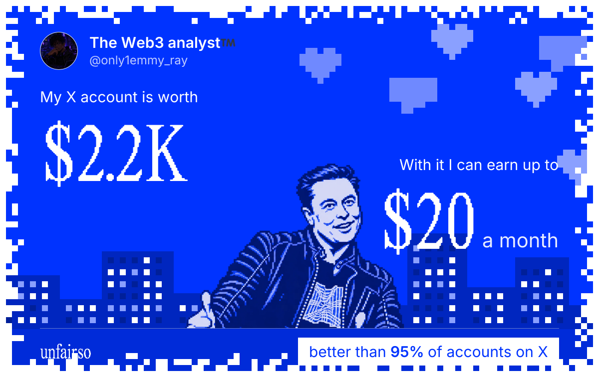 The Web3 analystโข๏ธ's X account can earn up to $20 a month