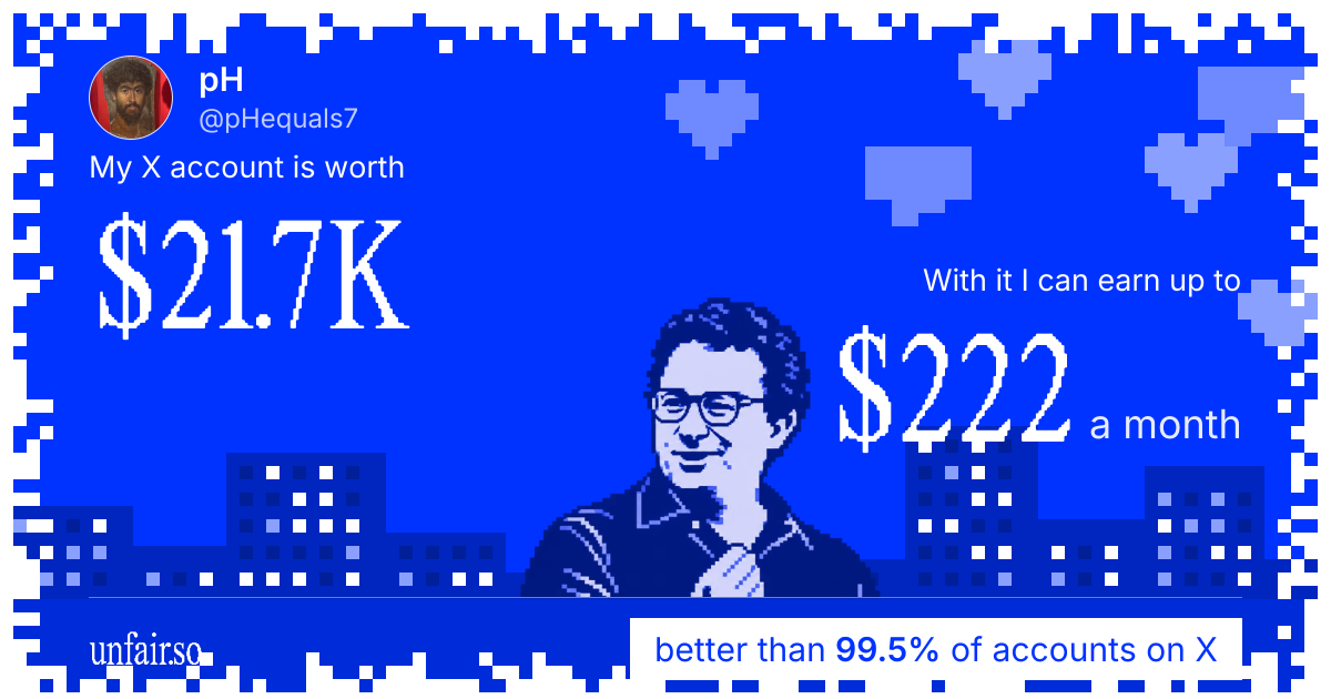 pH's X account can earn up to $222 a month