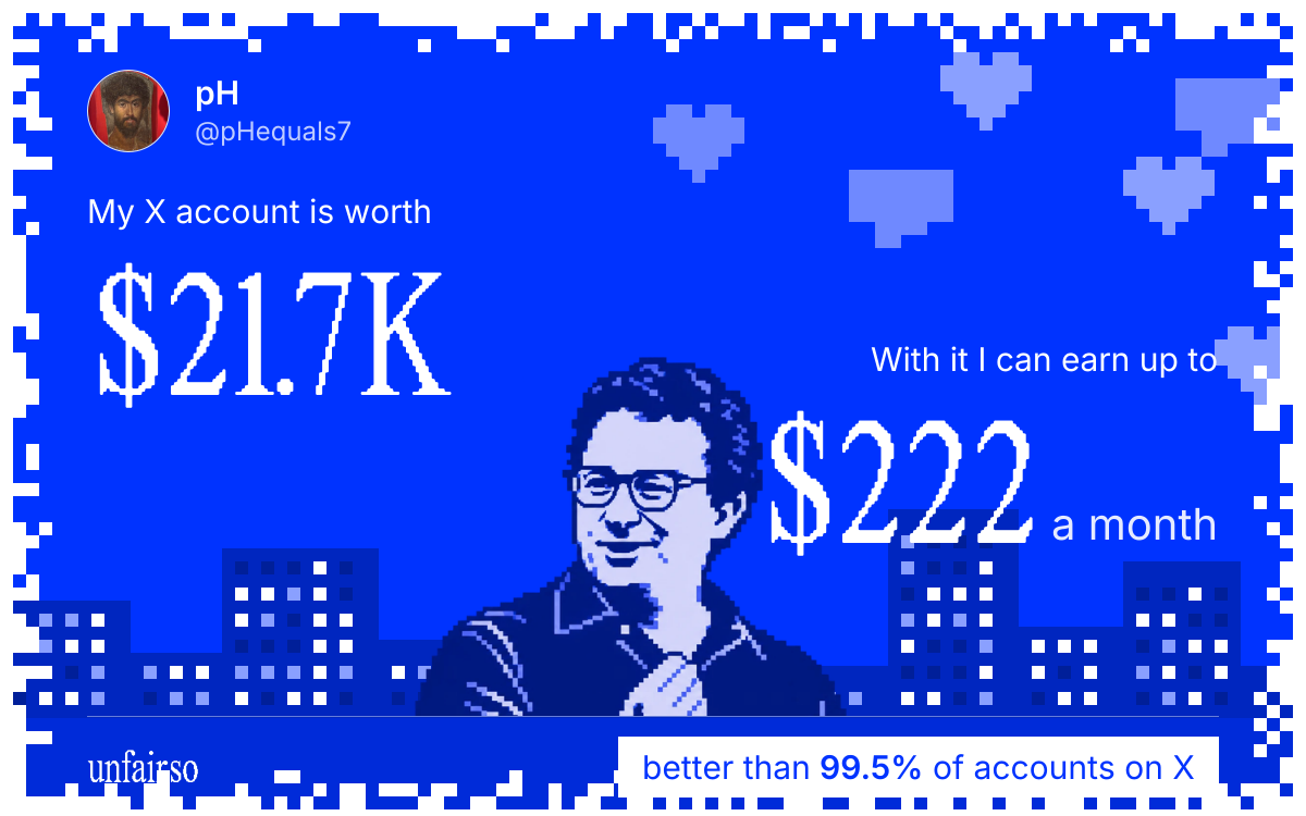 pH's X account can earn up to $222 a month