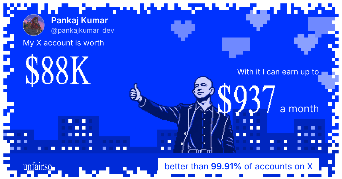 Pankaj Kumar's X account can earn up to $937 a month