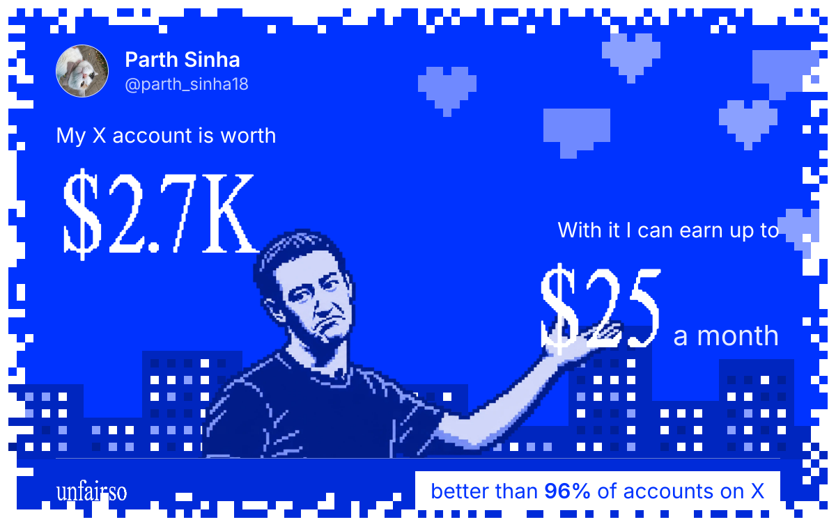 Parth Sinha's X account can earn up to $25 a month
