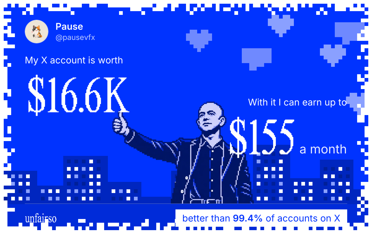 Pause's X account can earn up to $155 a month