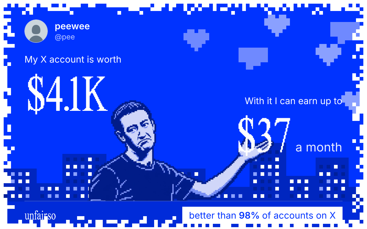 peewee's X account can earn up to $37 a month