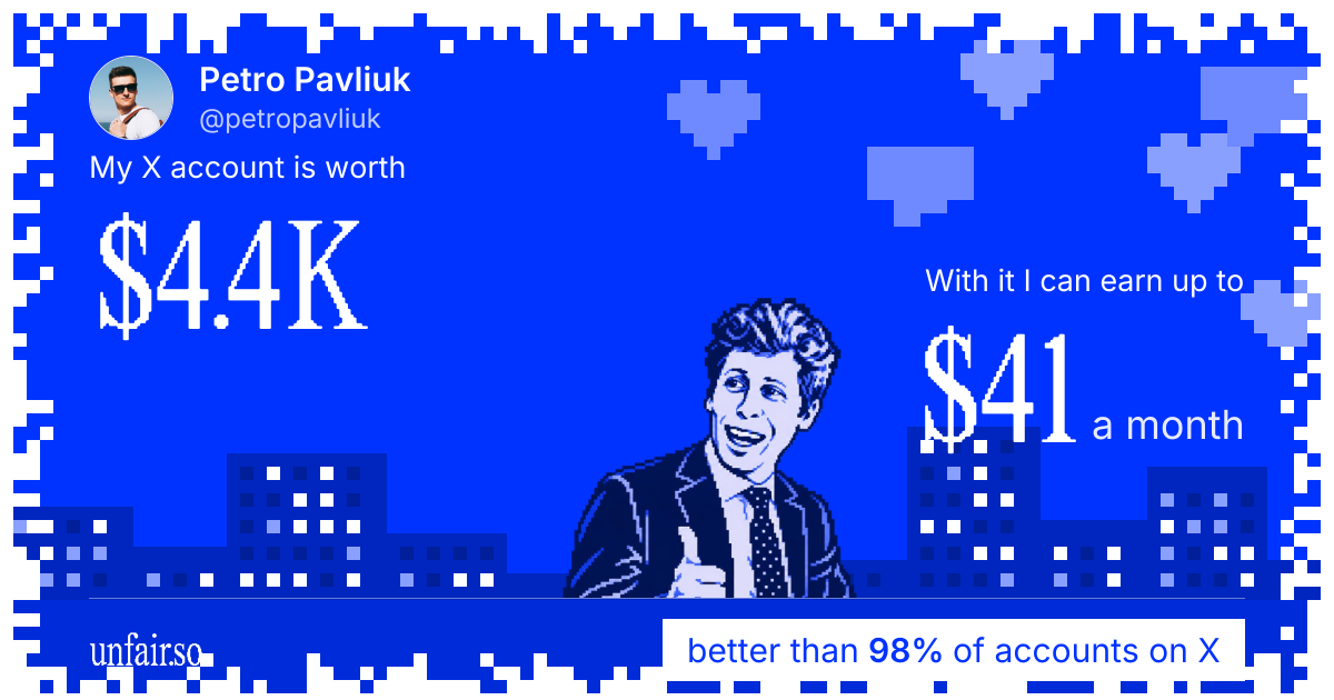 Petro Pavliuk's X account can earn up to $41 a month