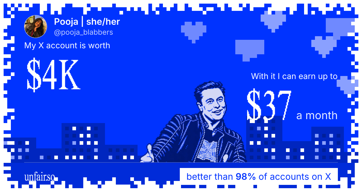 Pooja | she/her's X account can earn up to $37 a month