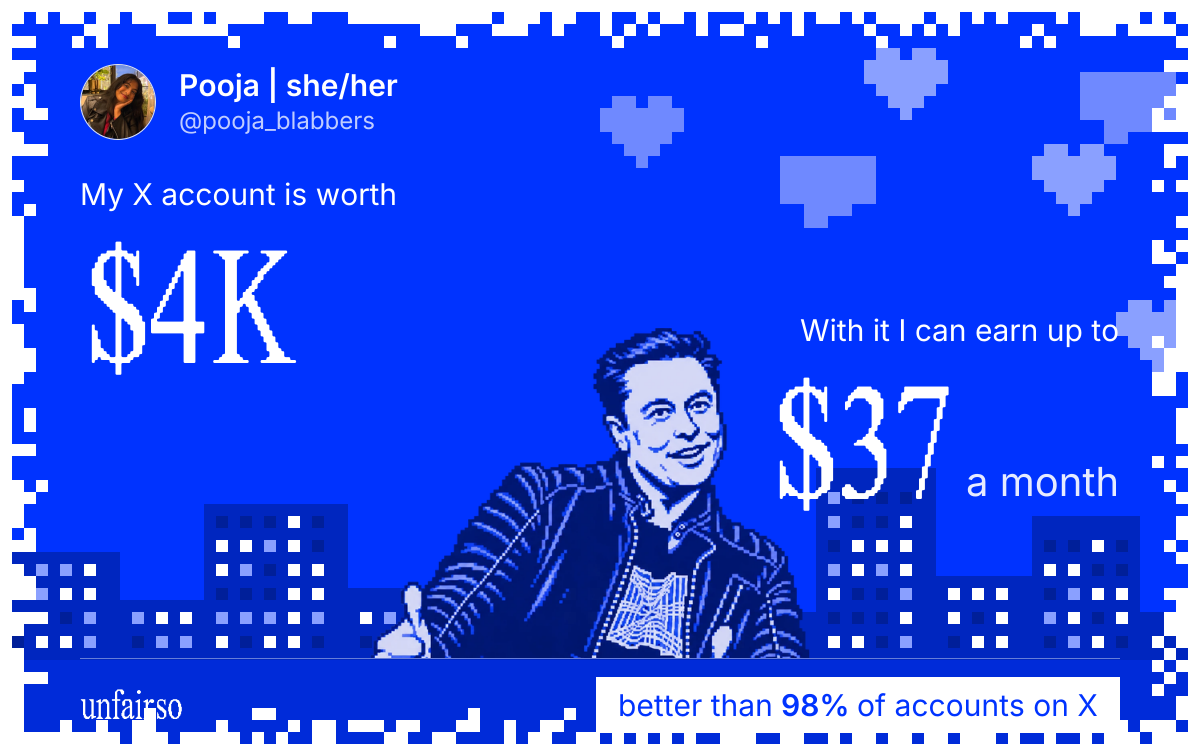 Pooja | she/her's X account can earn up to $37 a month