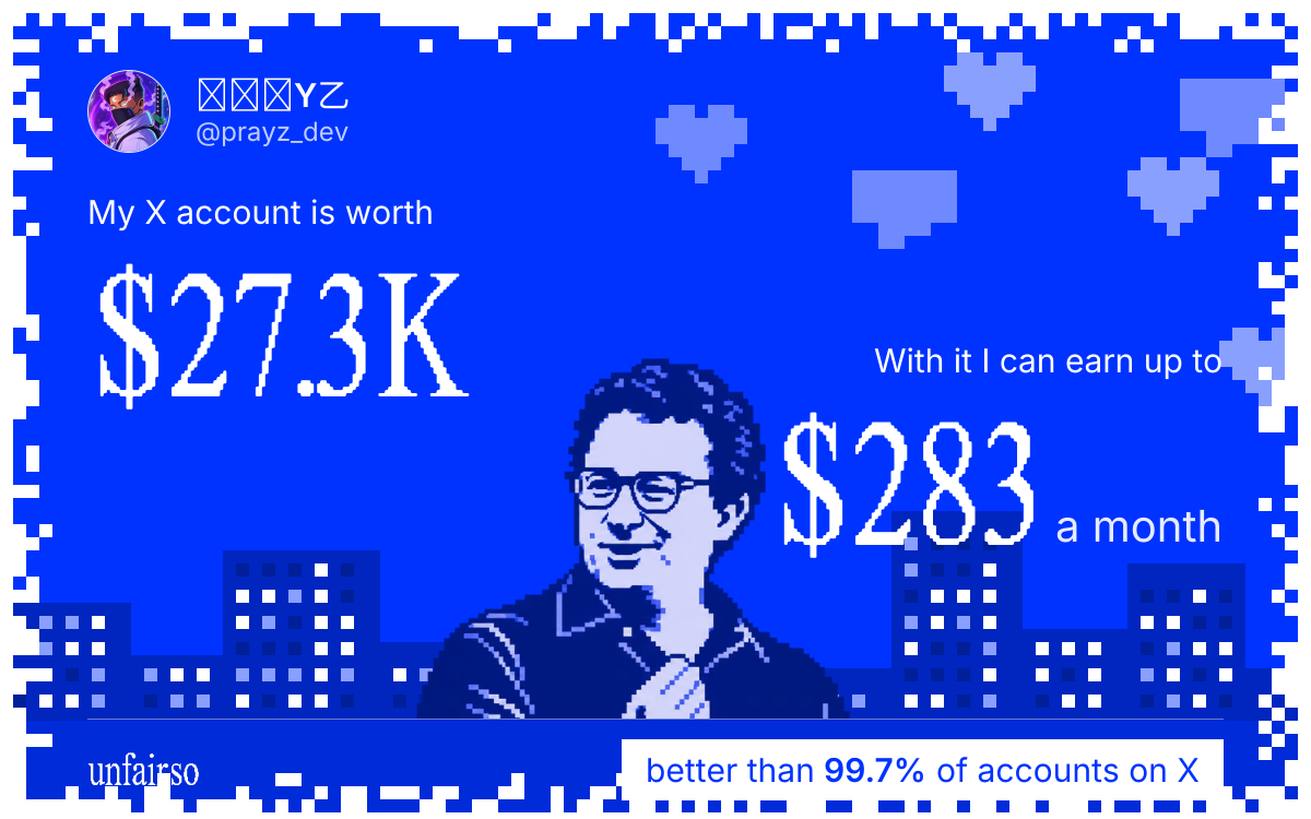 ᑭᖇᗩY乙's X account can earn up to $283 a month