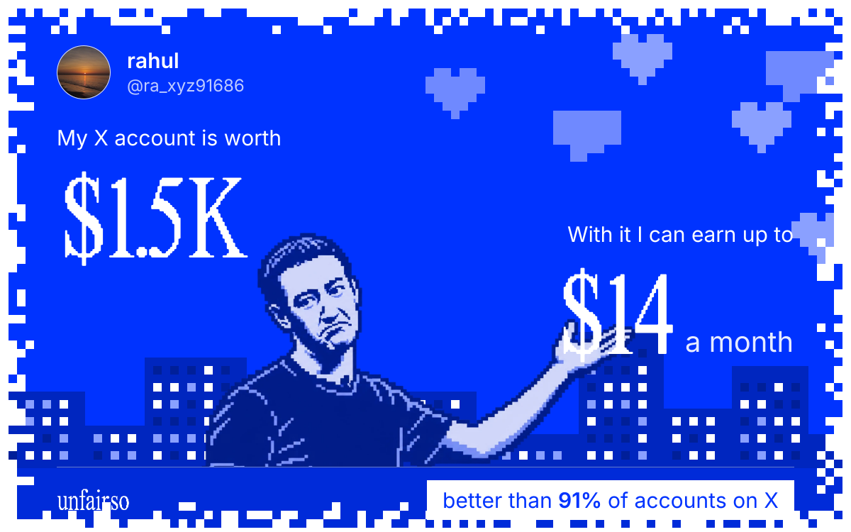 rahul's X account can earn up to $14 a month