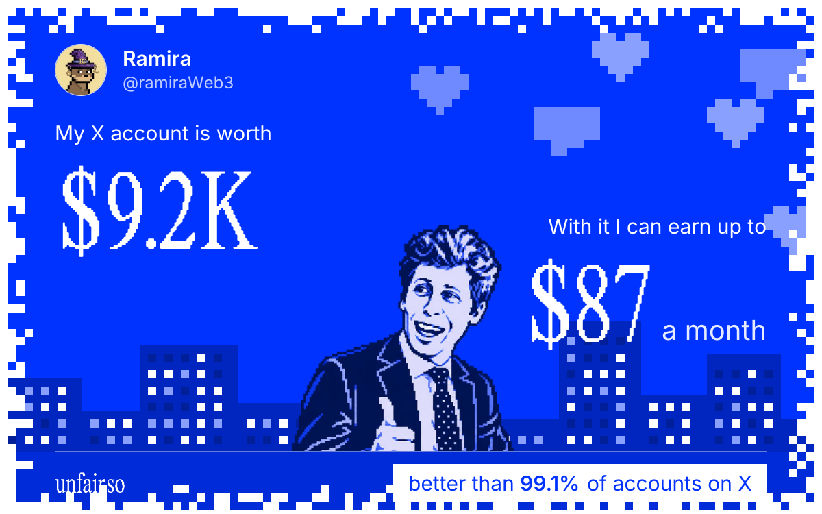 Ramira's X account can earn up to $87 a month