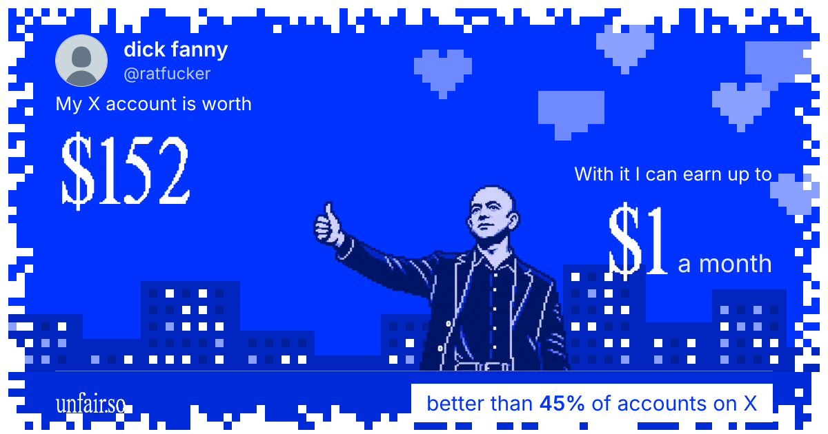 dick fanny's X account can earn up to $1 a month