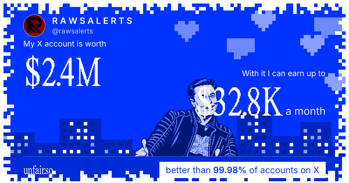 R A W S A L E R T S's X account can earn up to $32.8K a month