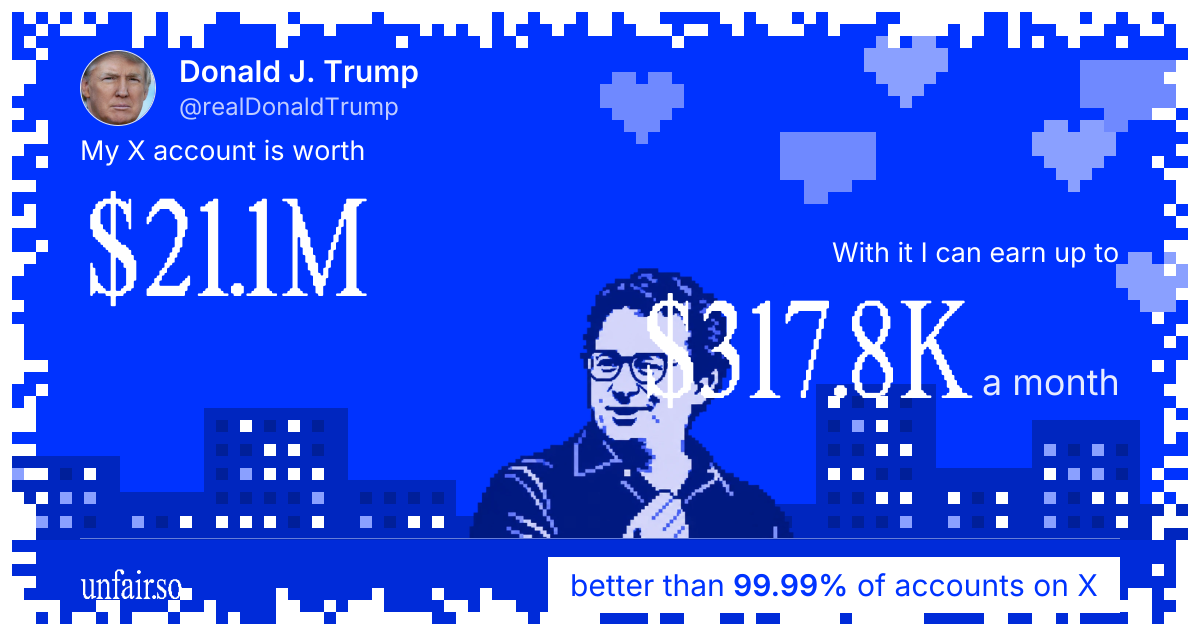 Donald J. Trump's X account can earn up to $317.8K a month