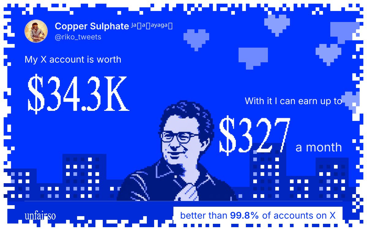Copper Sulphate ᴶᵃⁿᵃⁿᵃʸᵃᵍᵃⁿ's X account can earn up to $327 a month