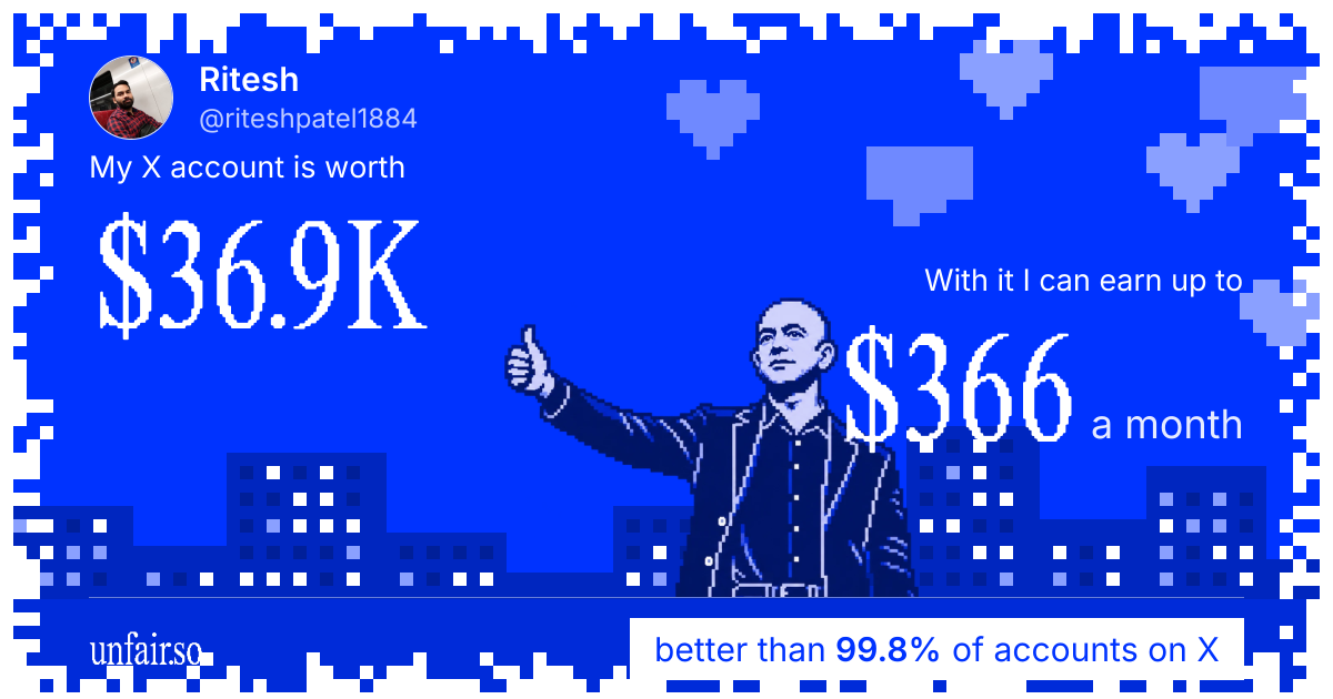 Ritesh's X account can earn up to $366 a month