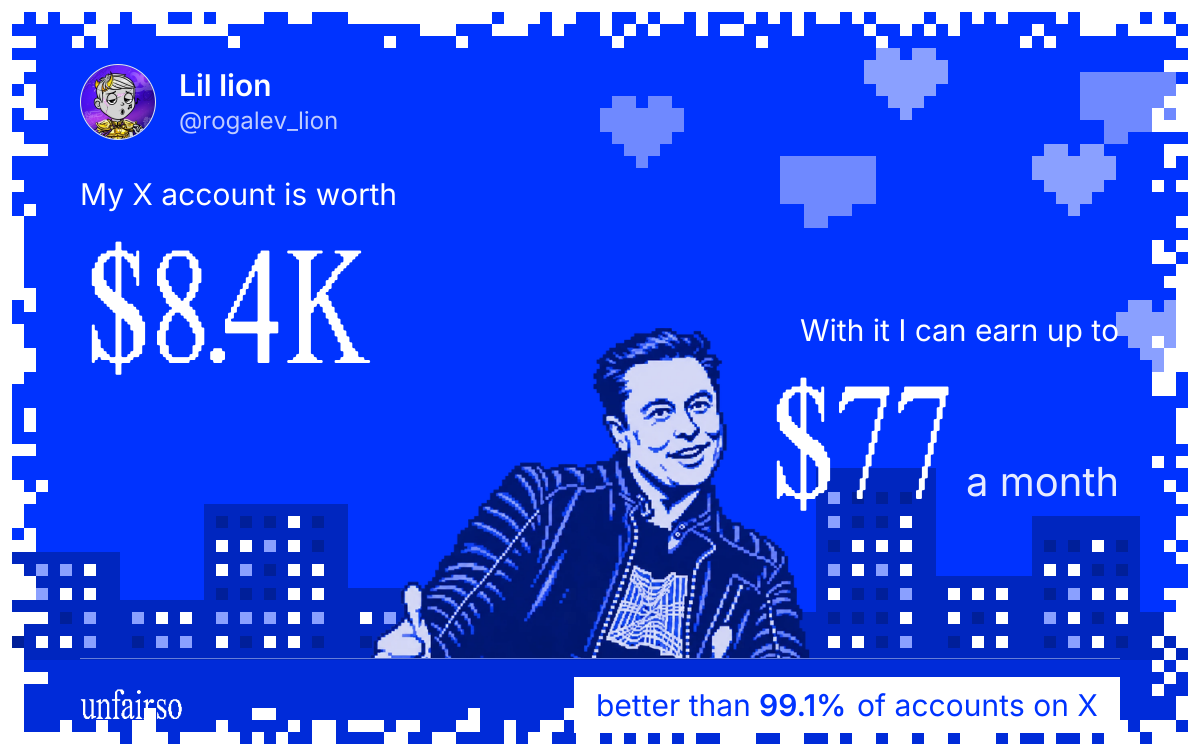 Lil lion's X account can earn up to $77 a month
