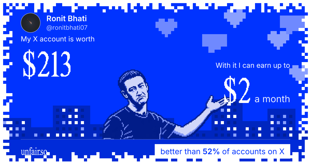 Ronit Bhati's X account can earn up to $2 a month