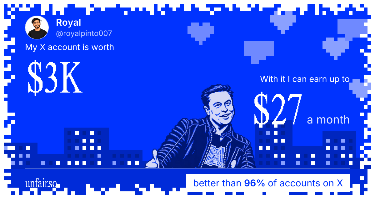 Royal's X account can earn up to $27 a month