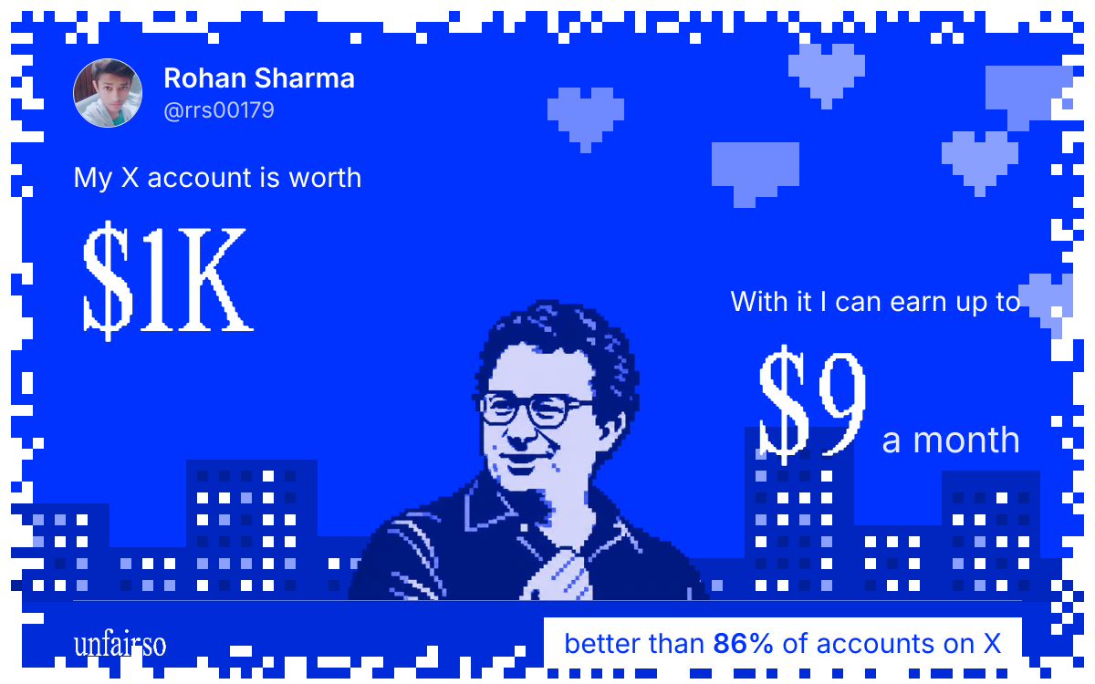 Rohan Sharma's X account can earn up to $9 a month