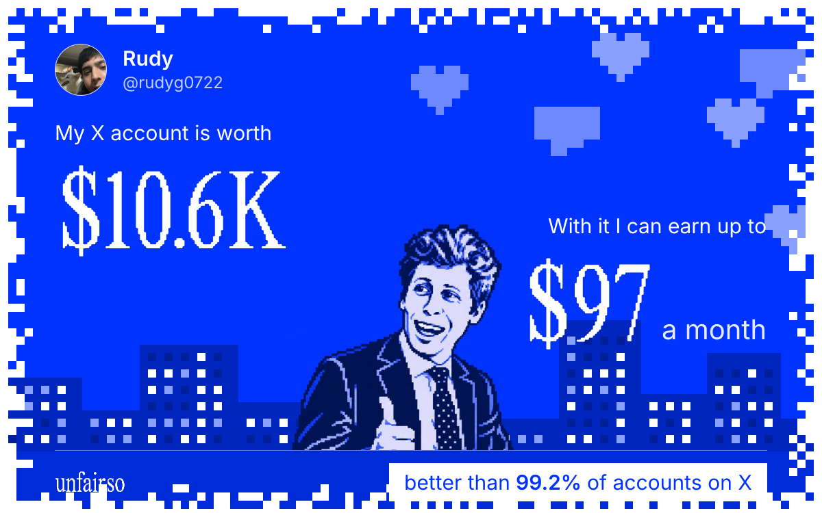 Rudy's X account can earn up to $97 a month