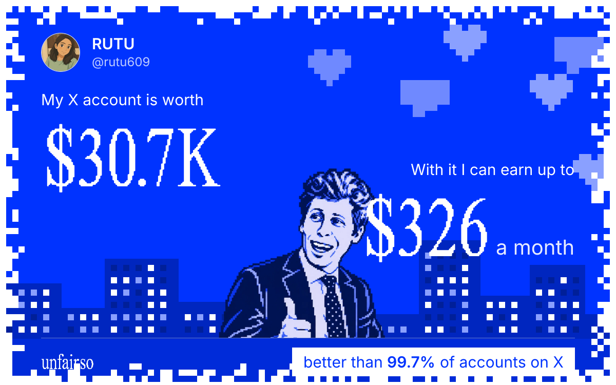 RUTU's X account can earn up to $326 a month