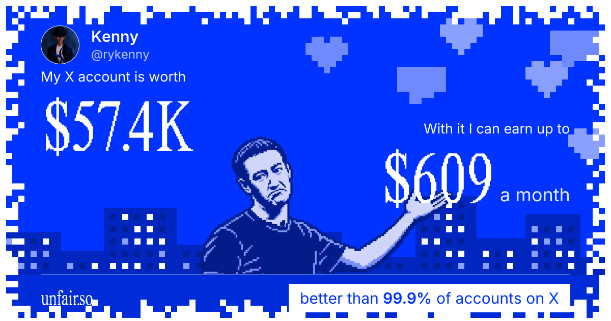 Kenny's X account can earn up to $609 a month