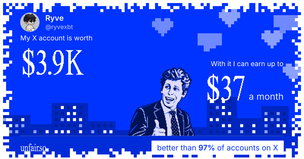 Ryve's X account can earn up to $37 a month