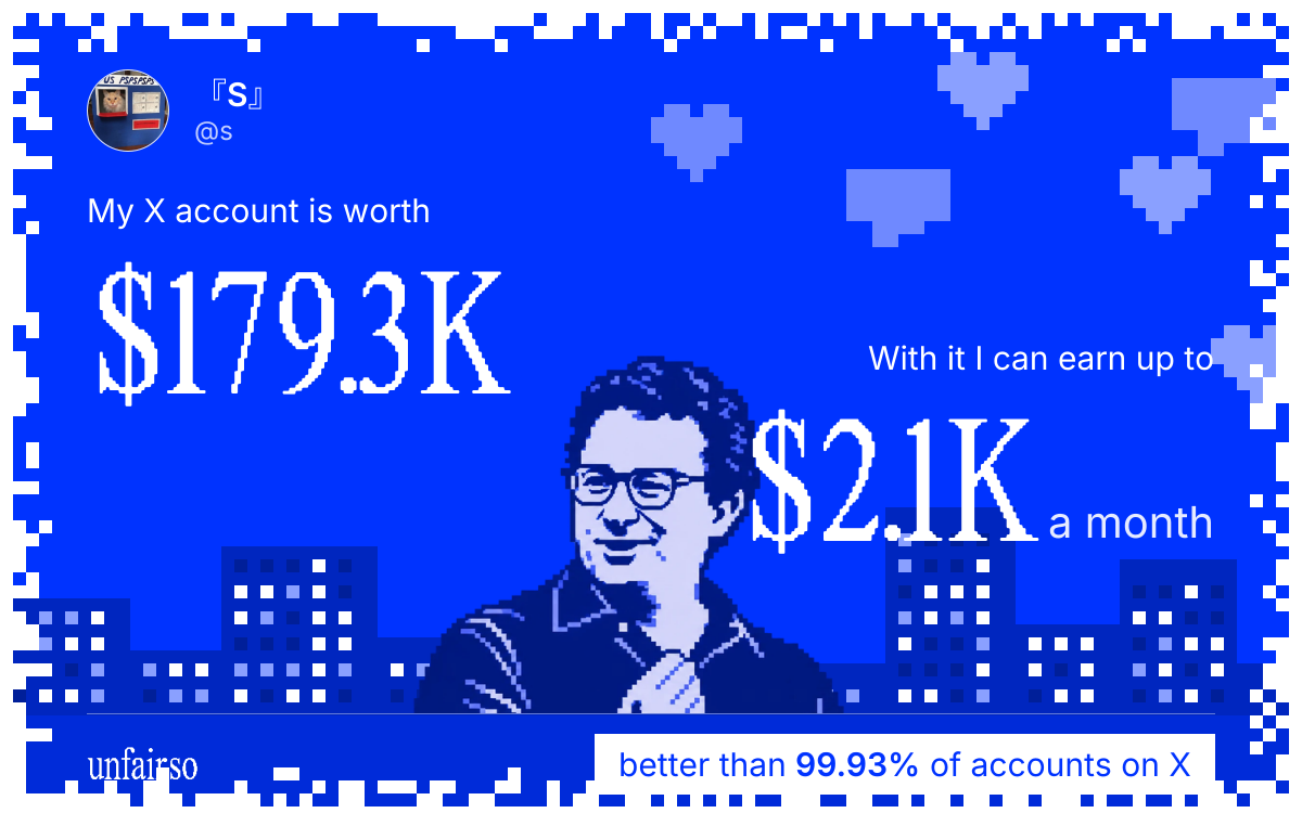 『S』's X account can earn up to $2.1K a month