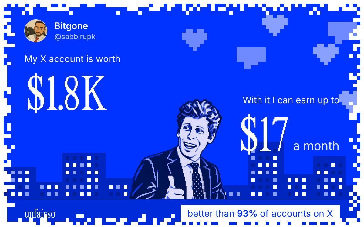 Bitgone's X account can earn up to $17 a month