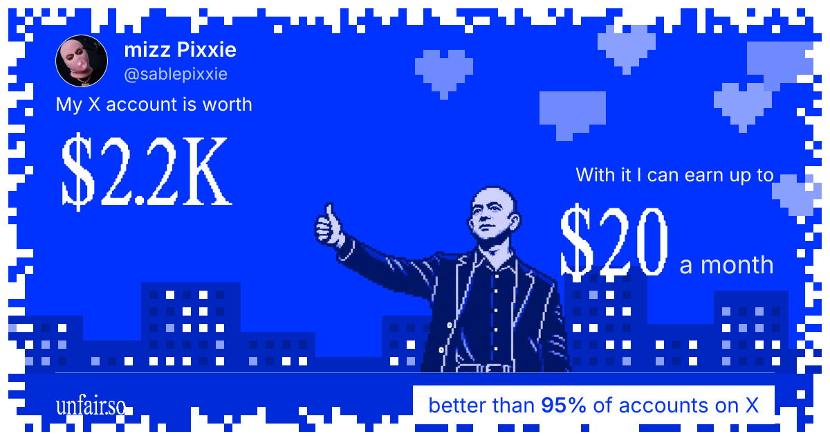 mizz Pixxie's X account can earn up to $20 a month