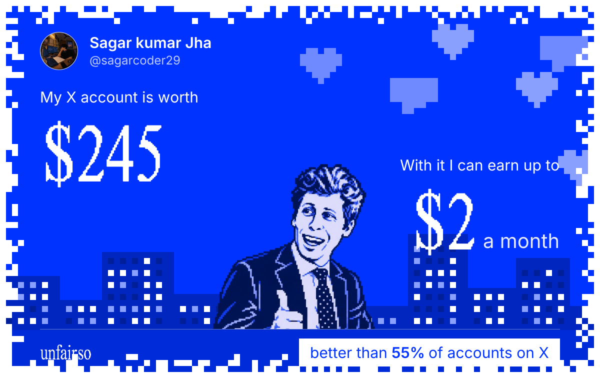 Sagar kumar Jha's X account can earn up to $2 a month