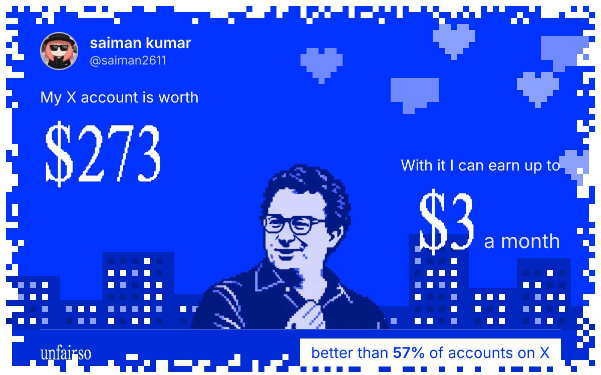 saiman kumar's X account can earn up to $3 a month