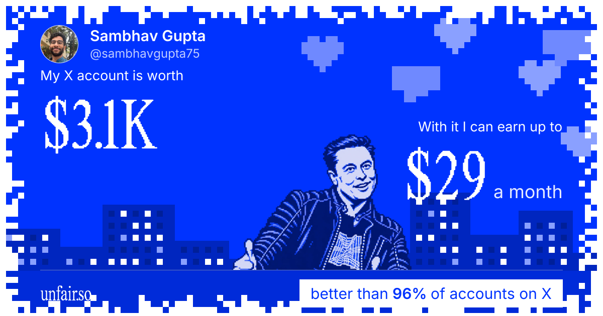 Sambhav Gupta's X account can earn up to $29 a month