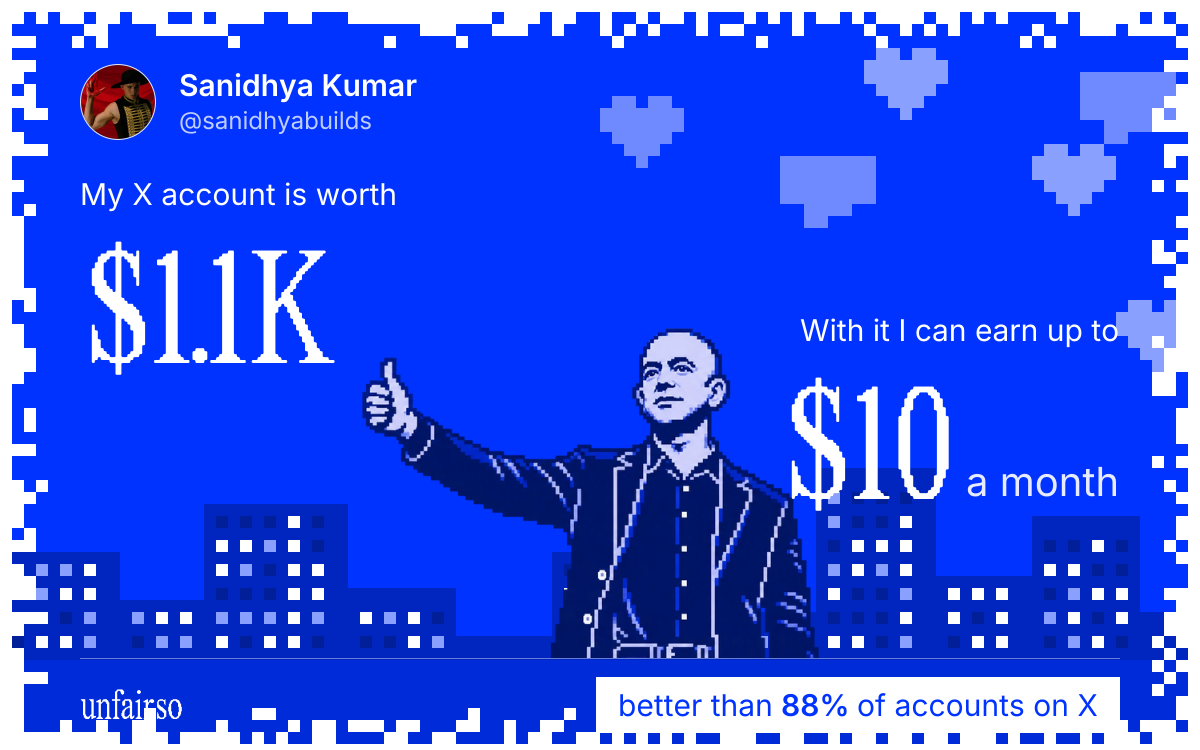Sanidhya Kumar's X account can earn up to $10 a month