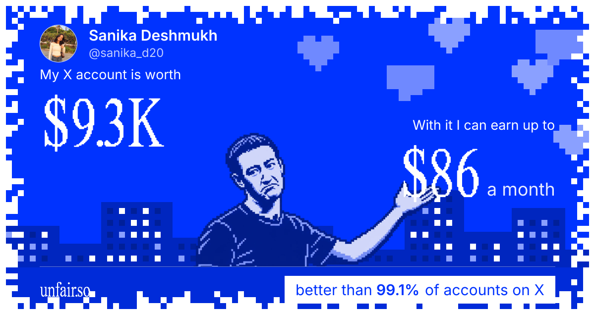 Sanika Deshmukh's X account can earn up to $86 a month