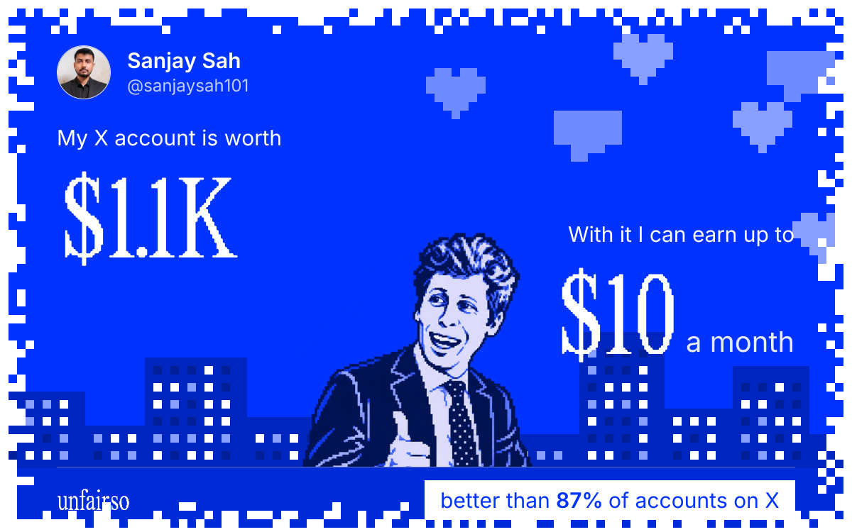 Sanjay Sah's X account can earn up to $10 a month