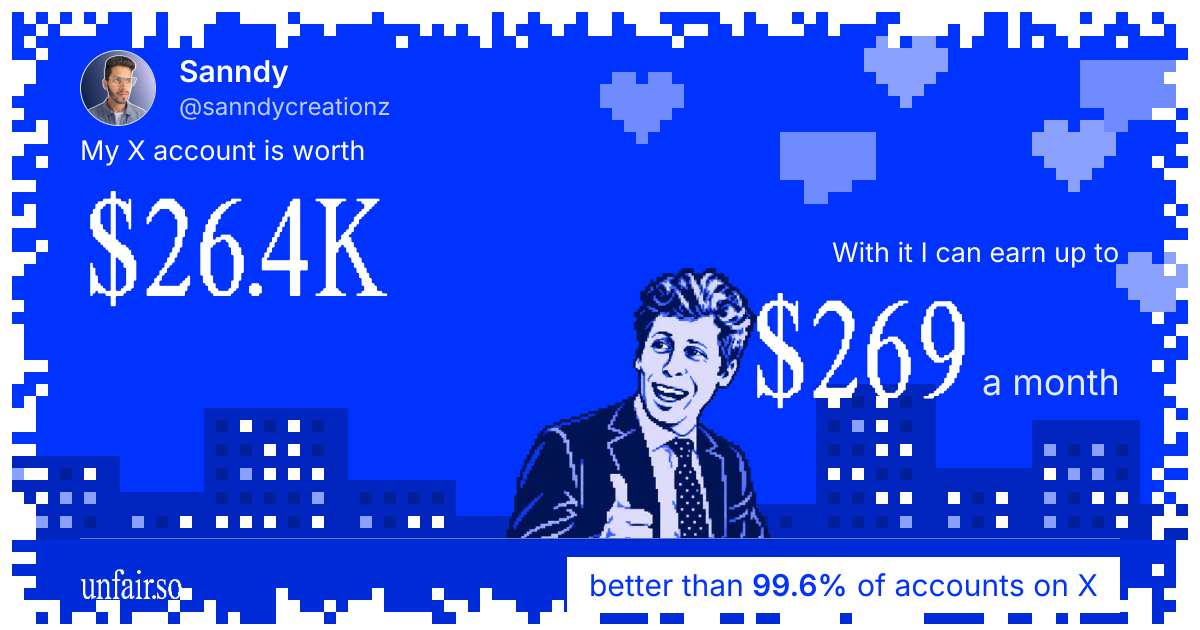 Sanndy's X account can earn up to $269 a month