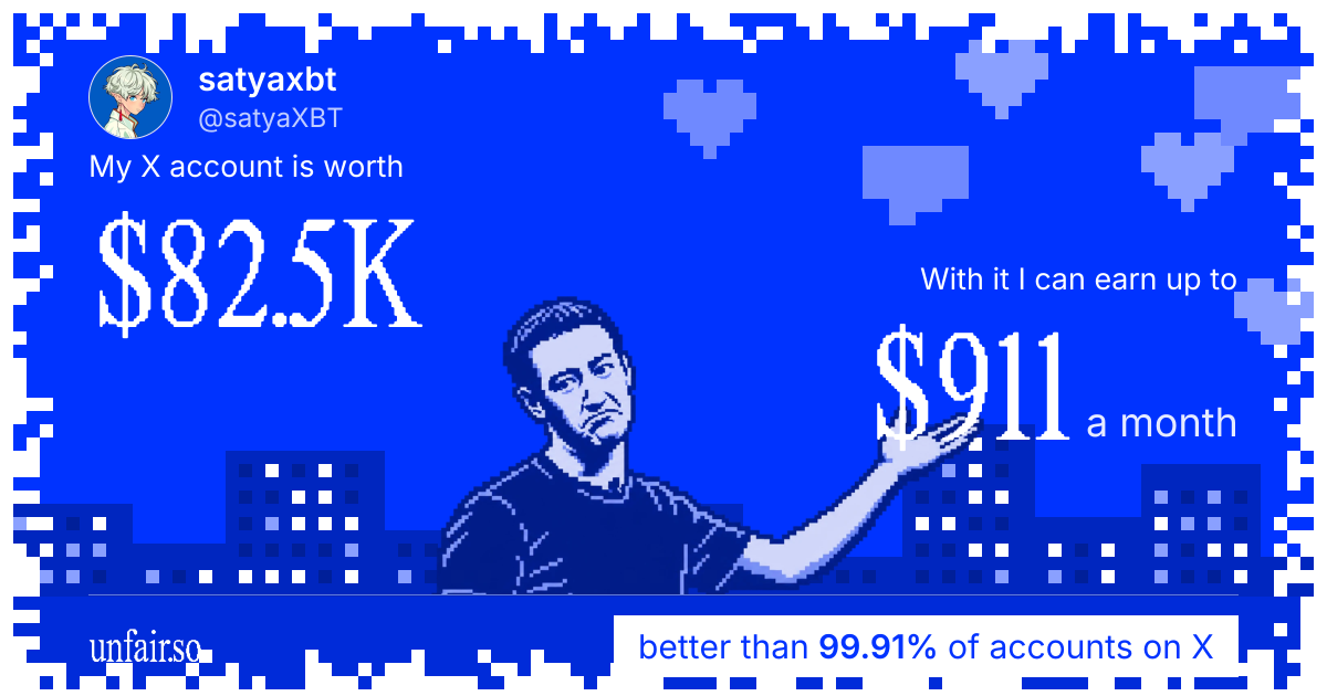 satyaxbt's X account can earn up to $911 a month