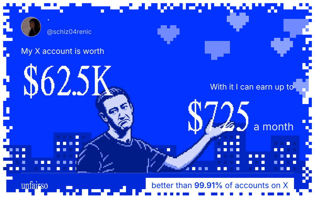 `'s X account can earn up to $725 a month