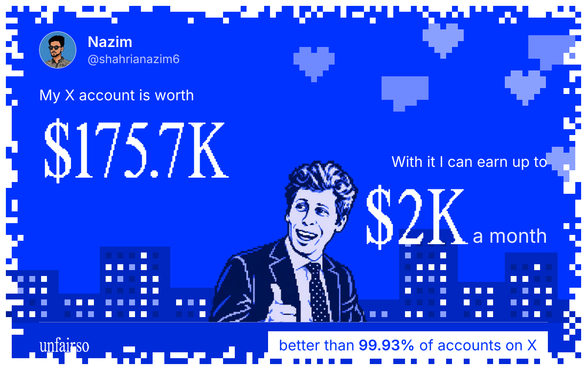 Nazim's X account can earn up to $2K a month