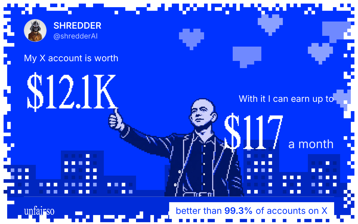 SHREDDER's X account can earn up to $117 a month