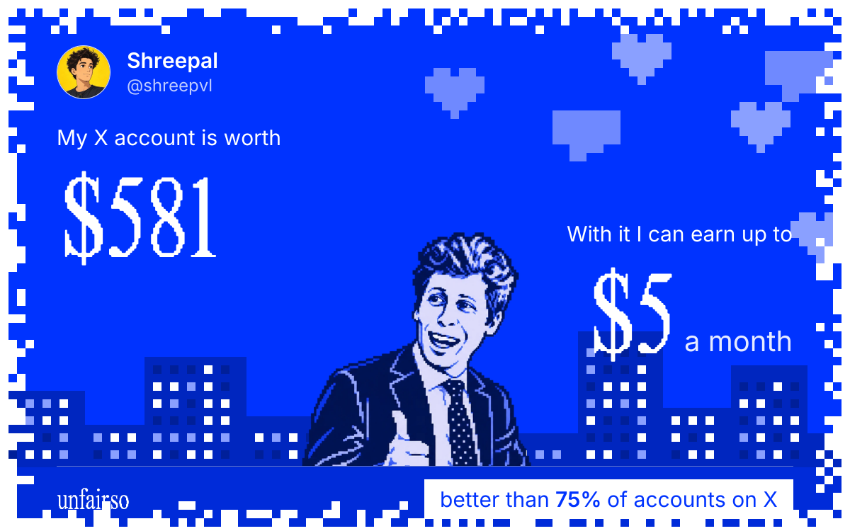 Shreepal's X account can earn up to $5 a month