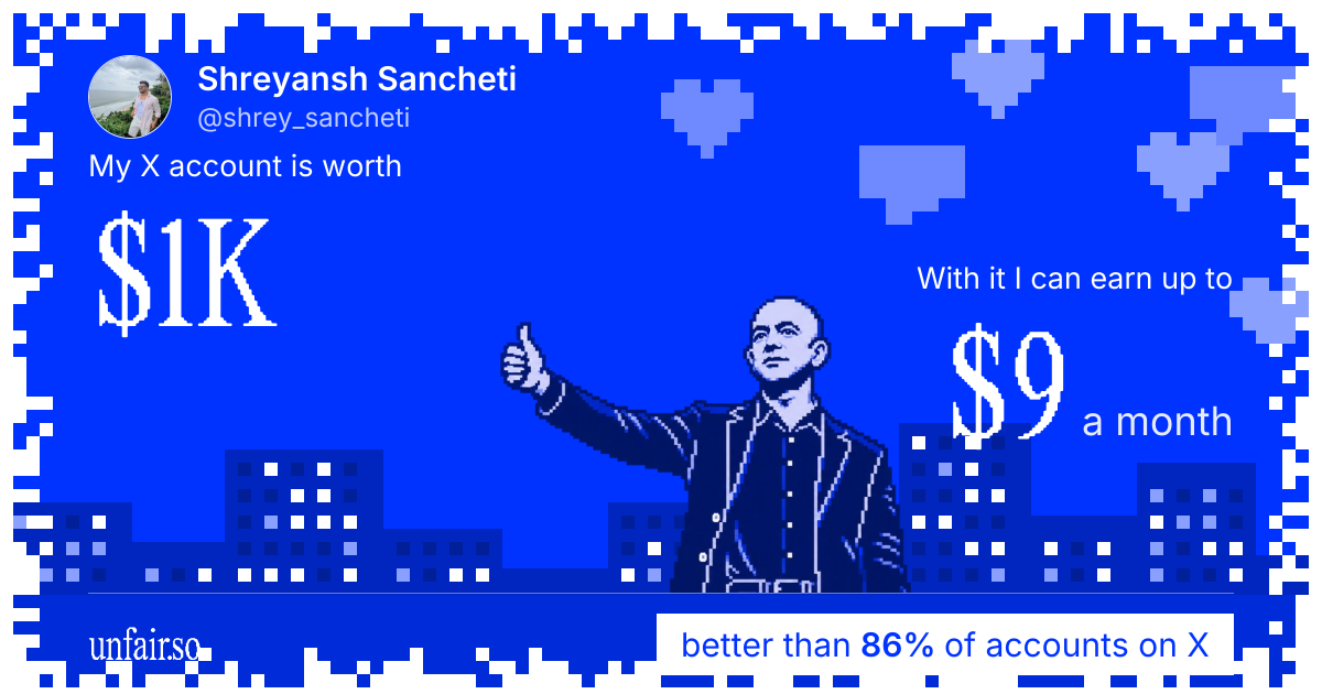 Shreyansh Sancheti's X account can earn up to $9 a month