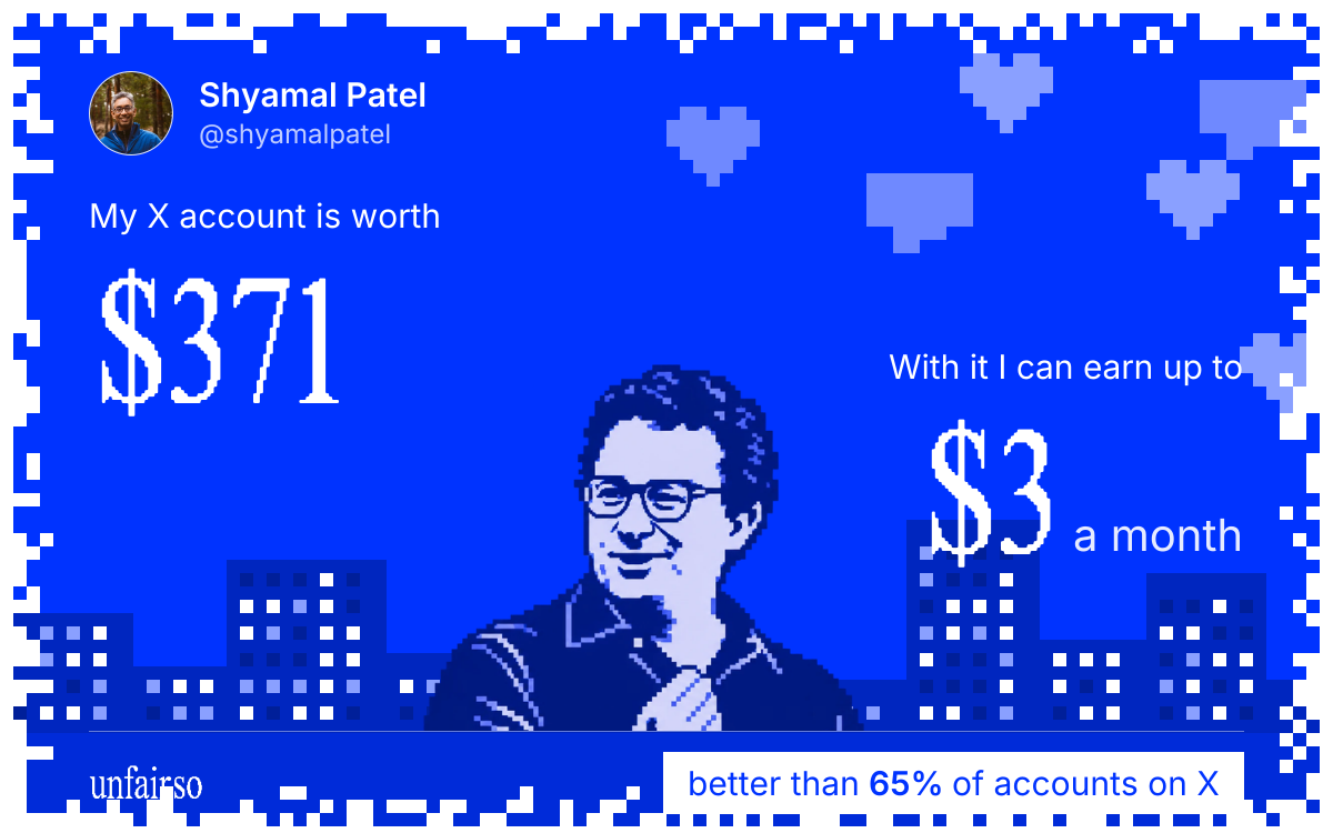 Shyamal Patel's X account can earn up to $3 a month