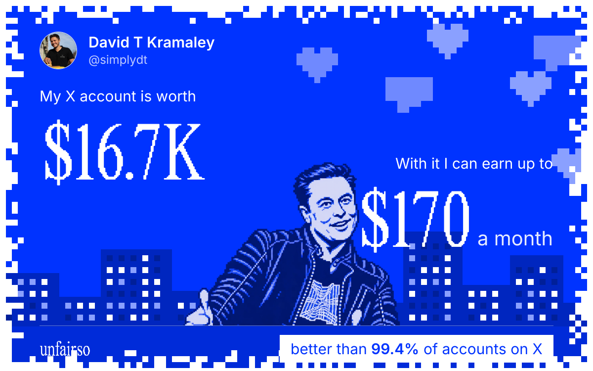 David T Kramaley's X account can earn up to $170 a month