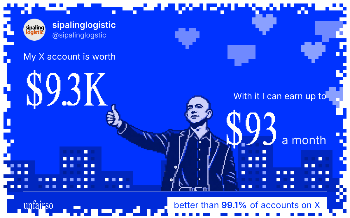 sipalinglogistic's X account can earn up to $93 a month