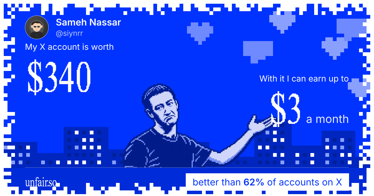 Sameh Nassar's X account can earn up to $3 a month