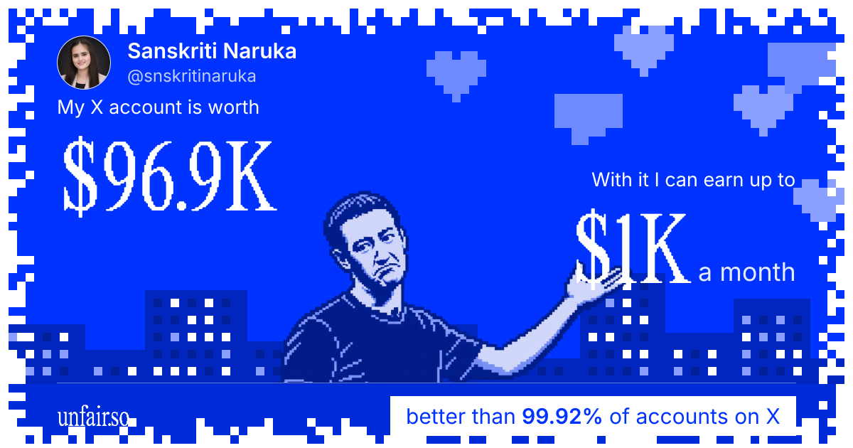 Sanskriti Naruka's X account can earn up to $1K a month
