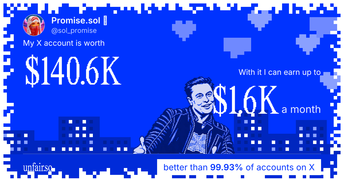 Promise.sol 𓃵's X account can earn up to $1.6K a month
